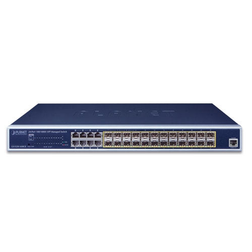GS-5220-16S8CR L2+ 24-Port 100/1000X SFP + 8-Port Shared TP Managed Switch + Redundant AC/DC Power - -