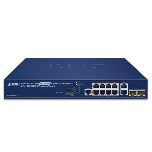 GS-5220-8P2T2S    IPv4/IPv6 L2+/L4 8-Port 10/100/1000T 802.3at PoE + 2-Port 10/100/1000T  Managed Switch - (V3) -