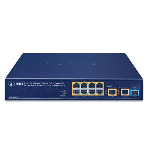 GSD-1121XP 8-Port 10/100/1000T 802.3at PoE + 2-Port 2.5G 802.3at PoE + 1-Port 10G SFP+ Ethernet Switch - -