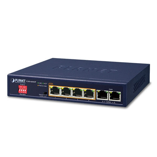 GSD-604HP 4-Port 10/100/1000T 802.3at PoE + 2-Port 10/100/1000T Desktop Switch - GSD-604HP - Planet