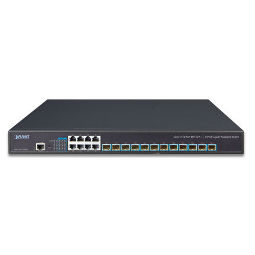 XGS-6350-12X8TR    Layer 3 12-Port 10G SFP+ + 8-Port 10/100/1000T Managed Switch with Dual 100~240V AC Redundant Power - XGS-6350-12X8TR - Planet