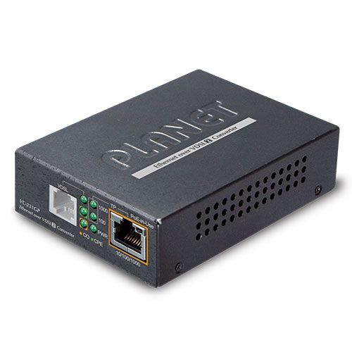 1-Port 10/100/1000T 802.3at PoE+ Ethernet to VDSL2 Converter 