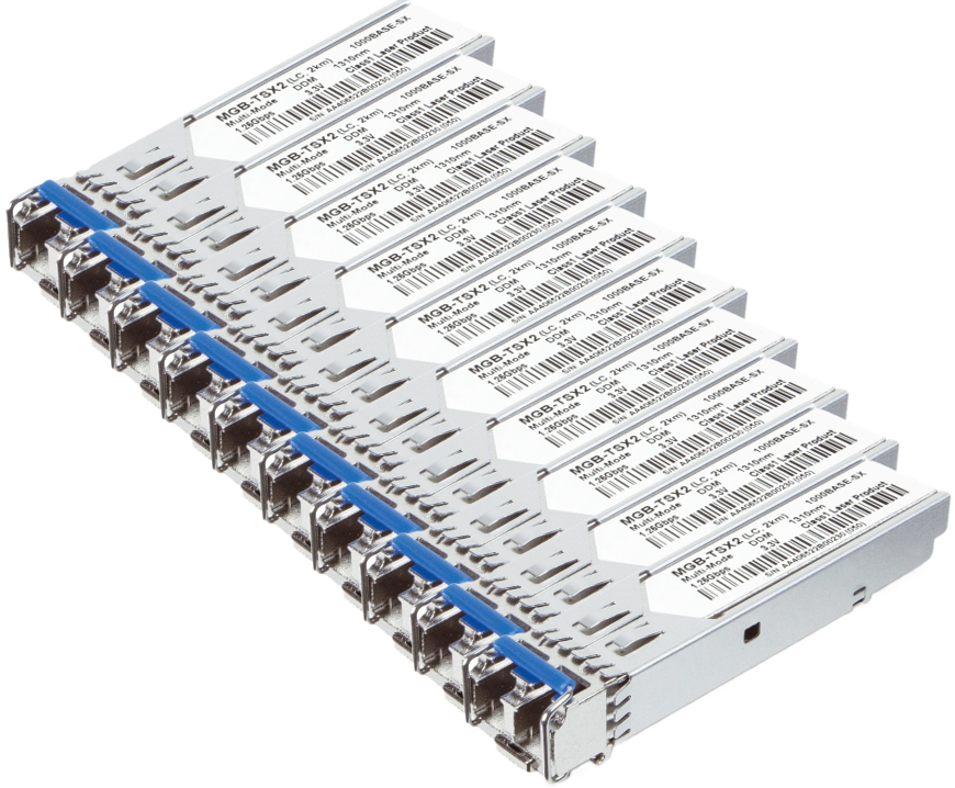 MGB-TSX2-10PCS    Pack of 10 Mini GBIC SFP-Port 1000BASE-SX Transceiver (Multi-mode / 850nm / DDM) -550m, (-40~85°C)  Planet