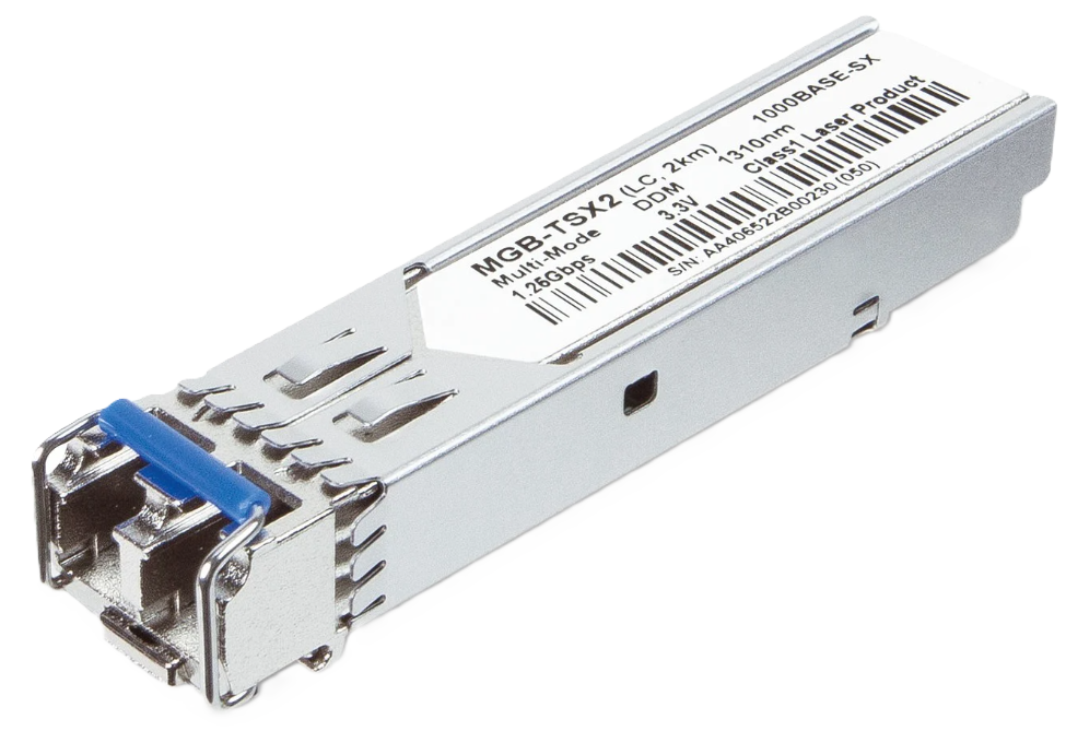 MGB-TSX2    Mini GBIC Multi-mode SX 2KM Module (-40~75C), DDM Supported
